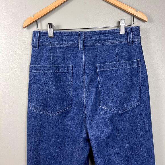 Apiece Apart Merida Denim Jean Pants size 8 Wide Leg Crop Blue Culotte HEMMED - Picture 5 of 8
